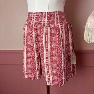 knox rose nwt boho indie high waisted tribal shorts sz xs red white